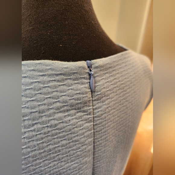 J. Mclaughlin Sheath Little Blue Dress Size 10 Short Cap Sleeves, Textured Fabri - Picture 4 of 15